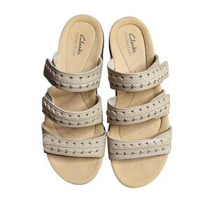Clarks Collection Laurieann Cove Sandals Size 9.5 US/41 EUR Sand Leather